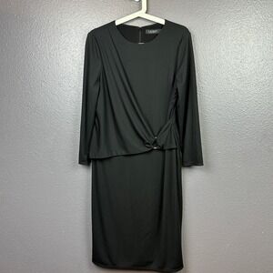 Lauren Ralph Lauren Black Label 3/4 Sleeve Jersey Dress Women's 14 Black
